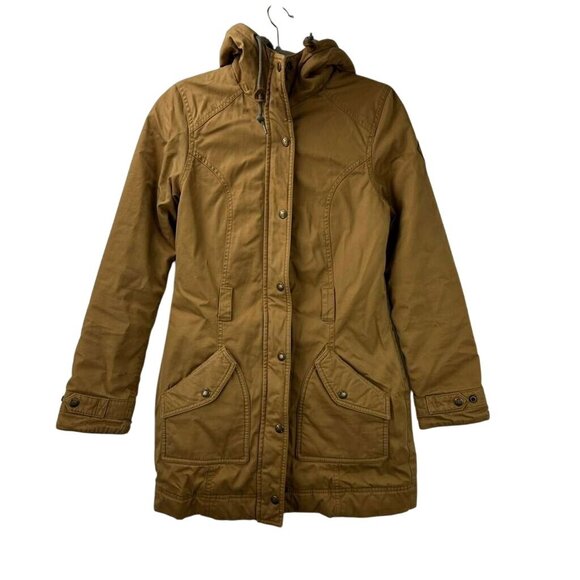 Vintage The North Face Women's Size XS Tan Hooded Parka Coat Button & Full Zip - Picture 1 of 16
